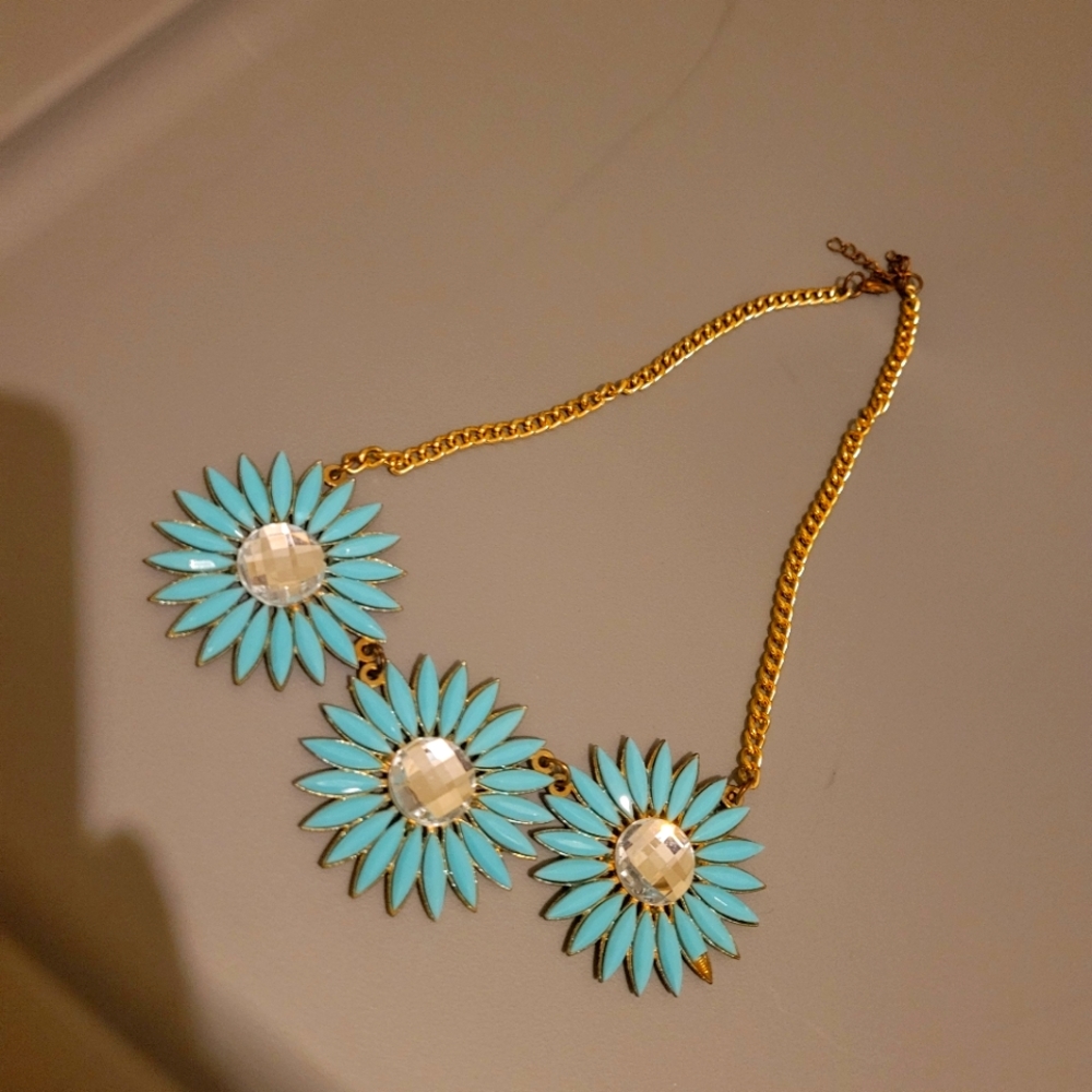 Aqua floral necklace